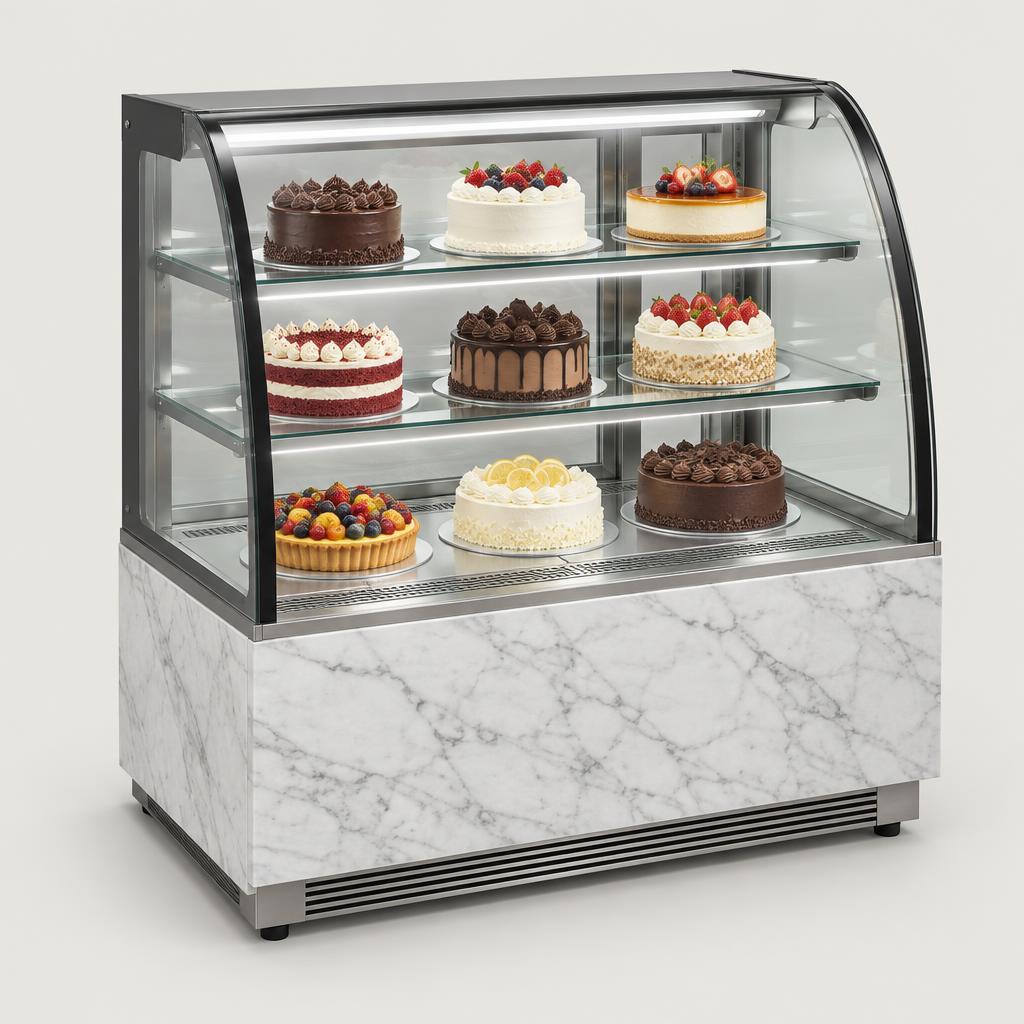 Curved cake display 1200mm, 3 tier