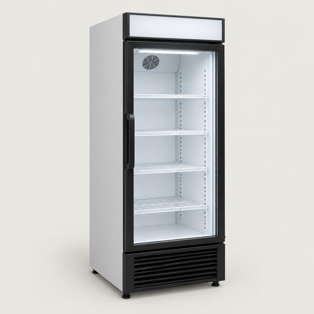 Upright display fridge 382L, single glass door