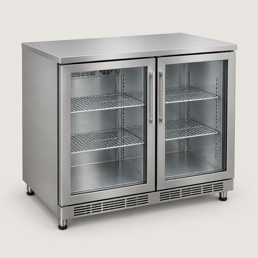 Bar fridge 198L, 2 doors, stainless steel